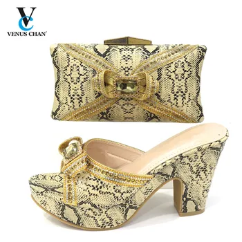 

African Women's Party Shoes and Bag Sets Nigerian Shoes with Matching Bag for Evening Wedding Party womens dress sandals 2020