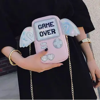 

Cute fashion personality letter game shape laser wings mini clutch purse flap ladies chain shoulder bag Messenger bag