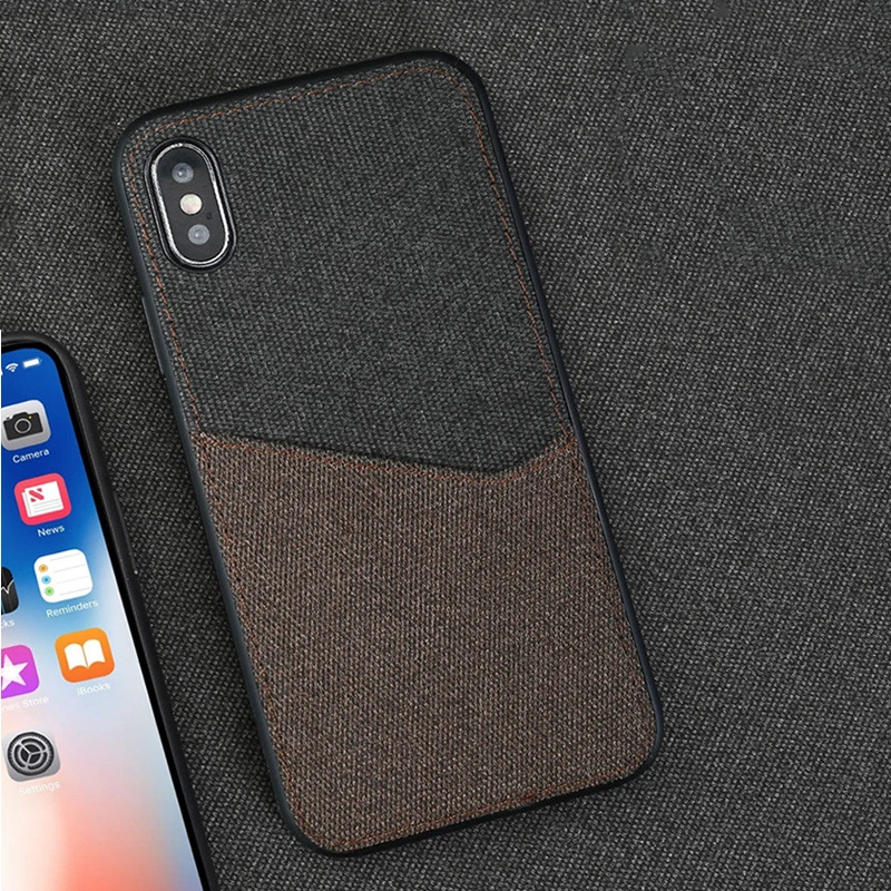 IPhonexs/11pro Чехол для мобильного телефона с защитой от отпечатков пальцев, простая парусиновая открытка с вышивкой, полная посылка - Цвет: Коричневый