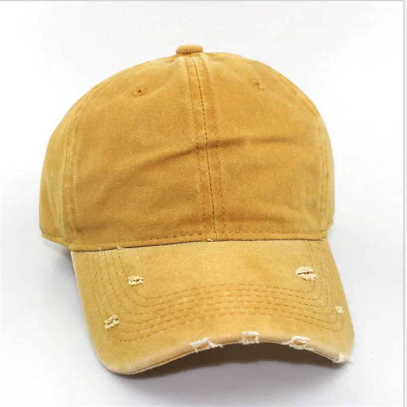 Vintage Unisex Baseball Hats Male Hole Caps Solid Baseball Caps Women Long Visor Brim Shade Snapback Man Cool Style Sun Hats - Цвет: Цвет: желтый