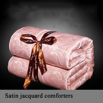 

Mulberry Silk Filling Comforter for Winter Thick Quilt All Seasons Twin Queen King Full size Satin Duvet Blanket Solid Color