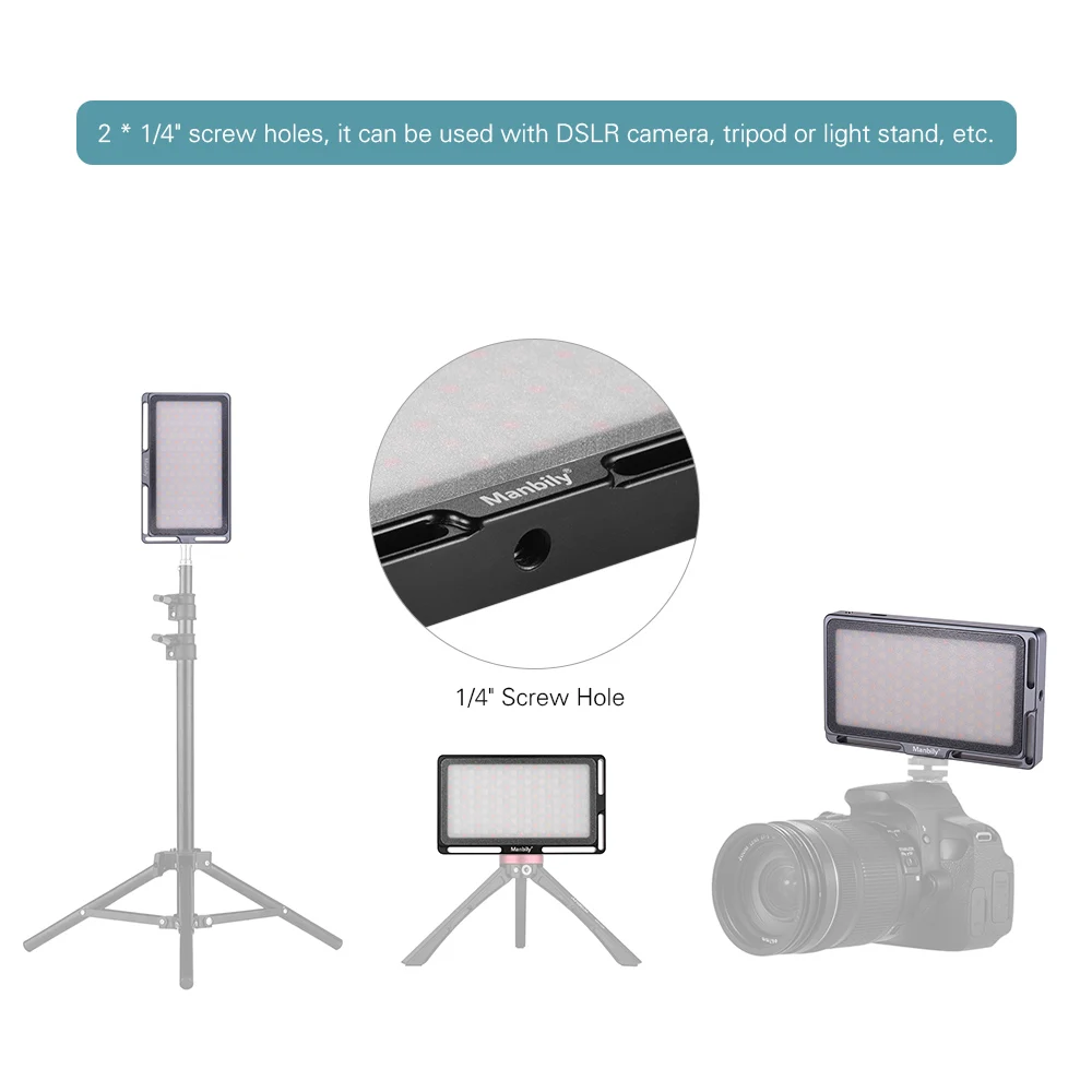 Manbily Portable RGB LED Video Light Panel lamp Dimmable 2500K-8500K Mini Pocket with OLED Screen 360 Colors 9 Light for YouTube