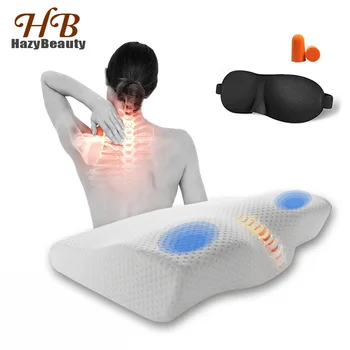 

Memory Foam Bedding Pillow Neck Protection Slow Rebound Memory Foam Butterfly Shaped Pillow Health Cervical Neck Size in 60*34CM