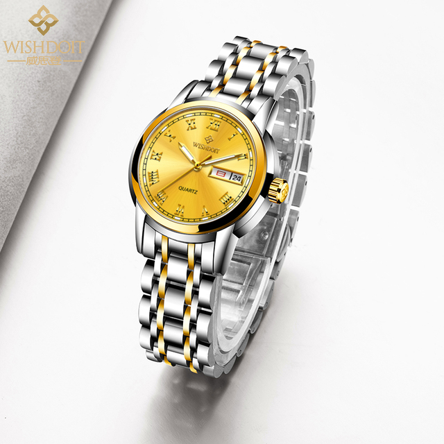 Ladies Business Watches Waterproof Luminous Calendar Classic Quartz Clock Leather and Stainless Steel Girl Watch
