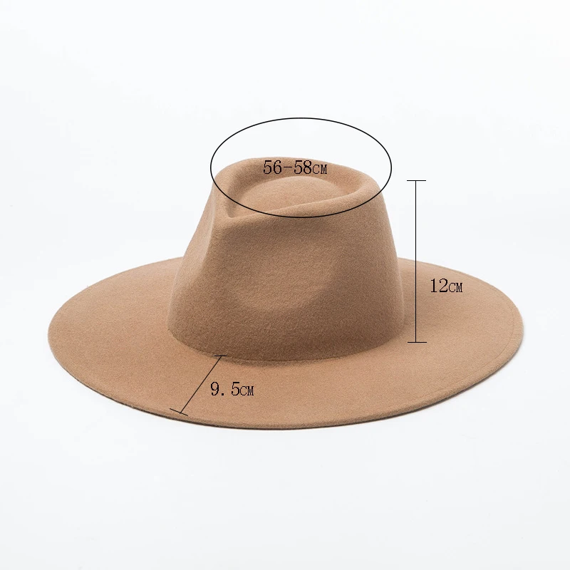 Осенняя и зимняя Фетровая Шляпа Fedora большая шляпа бренда Gorra шерстяная шляпа большая джазовая шляпа Женская плоская фетровая шляпа мужская шерстяная фетровая шляпа