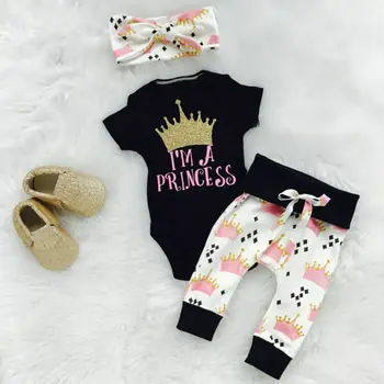

3pcs Newborn Infant Baby Girl Outfits Clothes Romper Bodysuit Pants Leggings Set