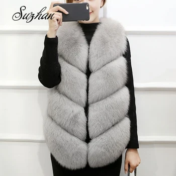 

Suzhan 2019 New Fashion Faux Fur Coat Winter Coat Women Waist Coat Fur Gilet Women's Fur Jacket Fur Vest For Ladies