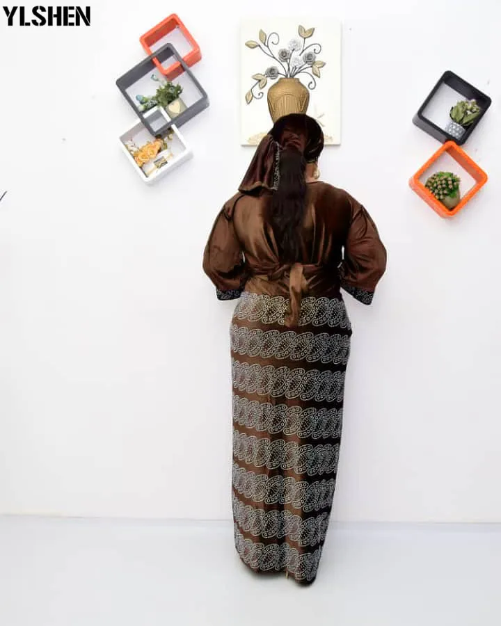 African Dresses for Women 3 Piece Set Dashiki Diamonds Tops Skirt African Clothes Bazin Broder Riche Fashion Robe Africaine Femme 08