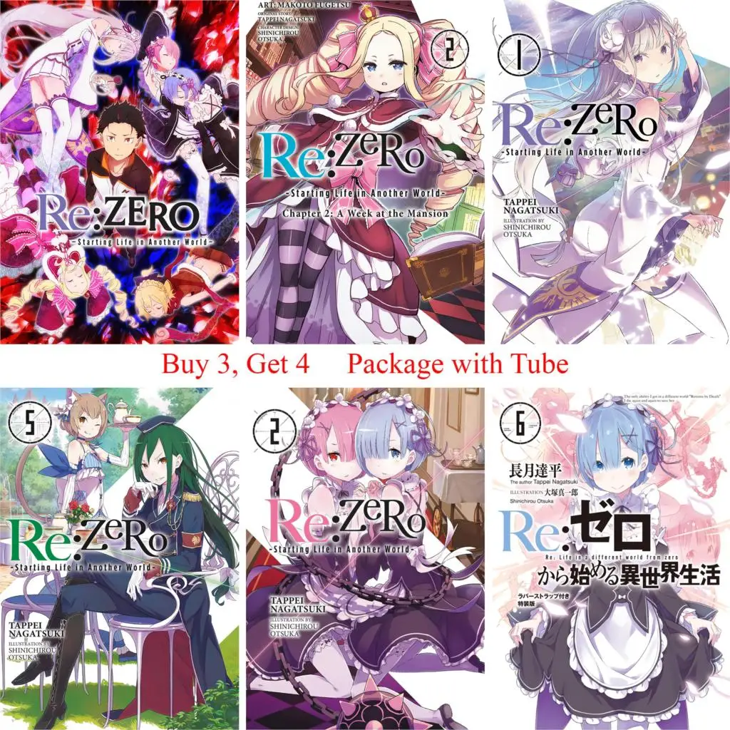 Постеры с мультяшным белым покрытием RE ZERO start Life in other World|Наклейки на стену| |