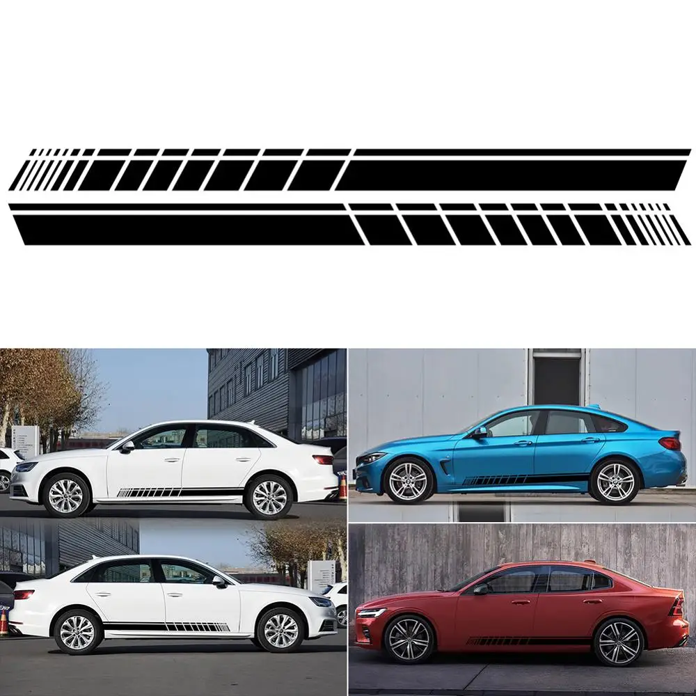 

2PCS 150cmx9cm Car Side Body Decals Car Side Stickers Auto Vinyl Film Tuning Sticker Blac White Blue Red Car Sticker Accessories