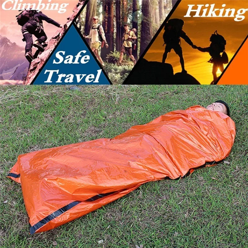Портативные спальные мешки для кемпинга Bivy, теплые водонепроницаемые пуховые ультратонкие Спасательные Одеяла, спасательные одеяла для выживания