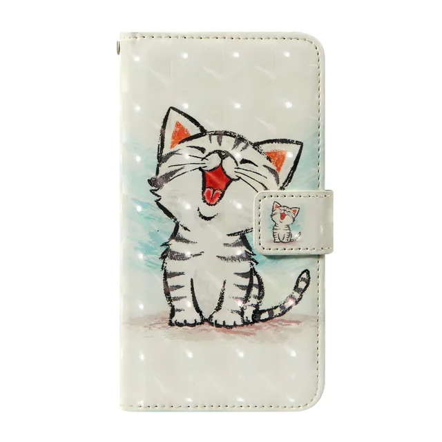 3D flip wallet Leather case For Nokia 2 3 5 6 7 8 2017 Lumia 520 530 630 635 730 735 830 930 1520 1320 Dual Sim X2 XL Phone Case White cat