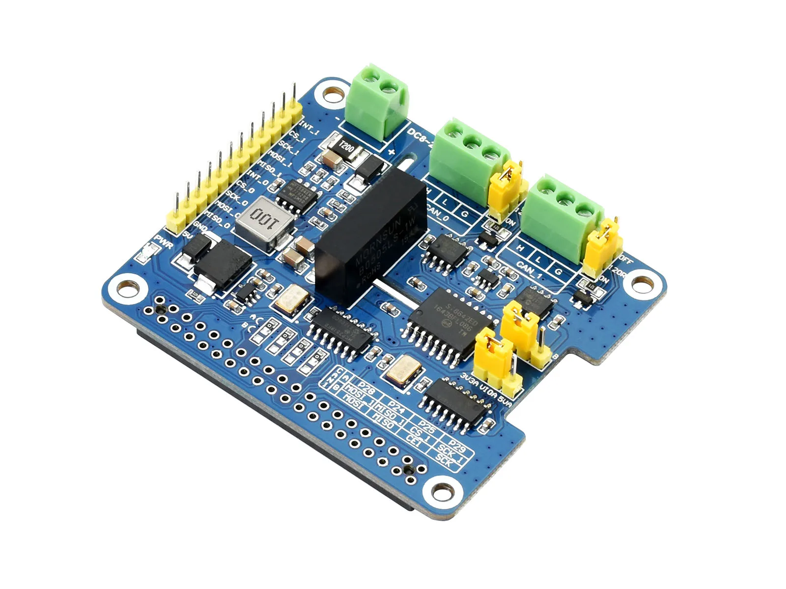 Cappello Di Espansione Can Fd Isolato A 2 Canali Waveshare Per Raspberry Pi, Supporto Can Fd, Circuiti Di Protezione Multi-Bordo