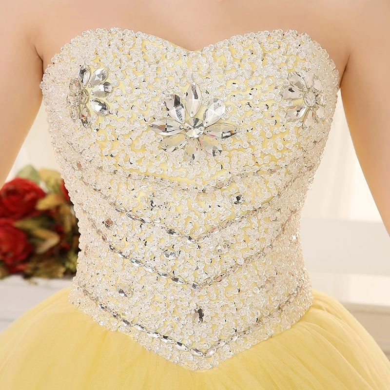 Очаровательные платья Quinceanera желтого цвета украшенный блестками и бисером Пышное бальное платье Тюль Выпускной Дебютант 16 15 сладкий 16 платье