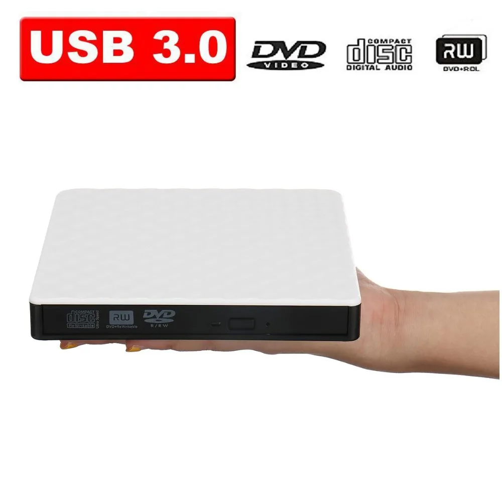 Внешний USB3.0 DVD RW CD Writer тонкий оптический привод горелки ридер плеер лоток тип портативный для портативных ПК