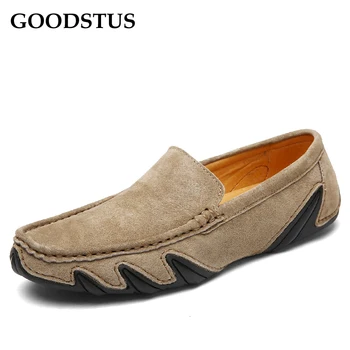 

GOODSTUS Men Genuine Leather Loafer Shoes Breathable Comfortable Solid Simple Style High Quality Male Popular Casual Shoes