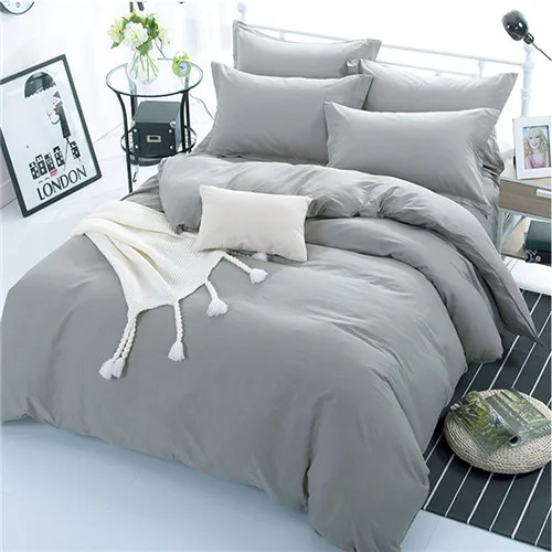 grey bed set Комплект постельного белья для гостиниц хлопок дешевле пододеяльник набор твердых AB сбоку постельное белье, молочно-белого цвета, постельное белье свадебный подарок 3/4 шт. постельное белье - Цвет: grey bed set
