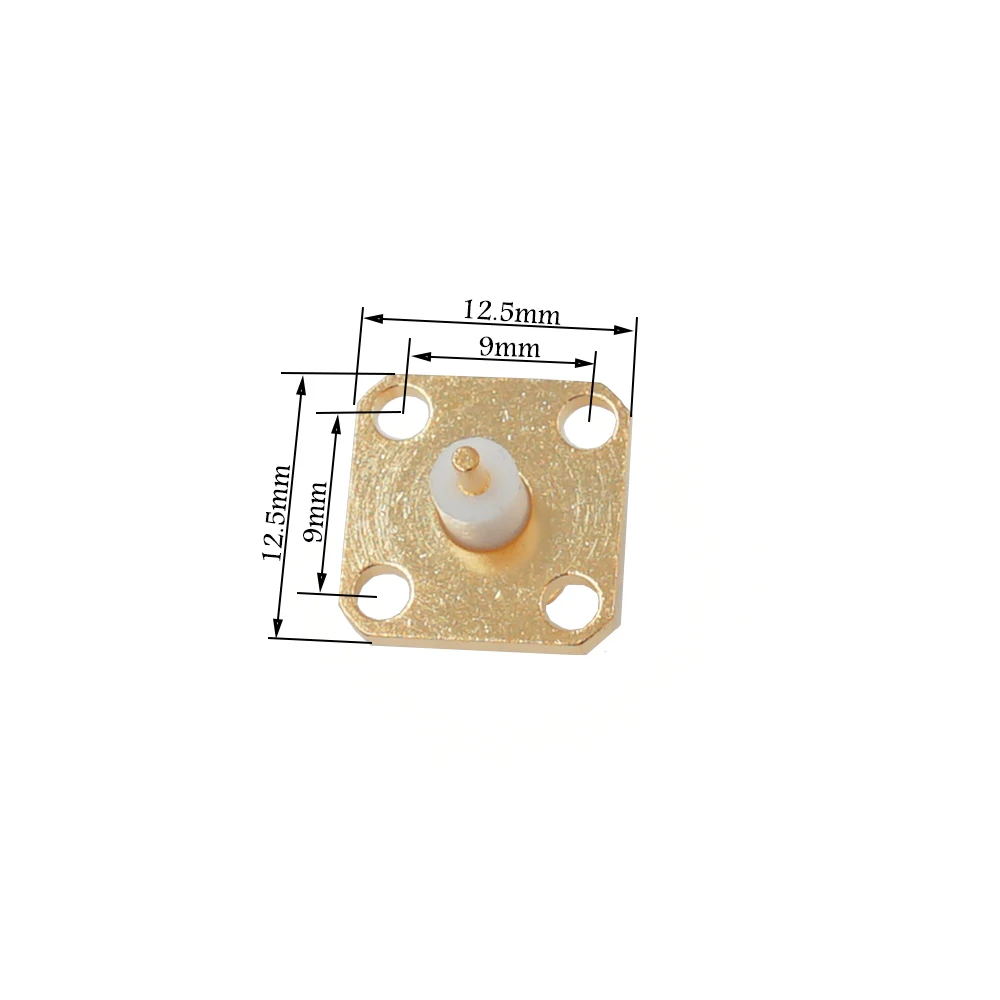 SMA Female Jack Panel Mount, conector coaxial RF, solda de flange, chapeamento de ouro de cobre, 10pcs