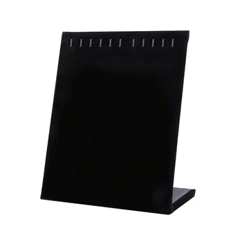 

L Shape Ring Desktop Free Standing Home Durable Jewellery Necklace Stand Composite Board Velvet Studs Holder Display Hanger