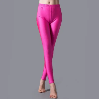 Women Shiny Pant Leggings Hot Selling Leggings Solid Color Fluorescent Spandex Elasticity Casual Trousers Shinny Legging — view 2