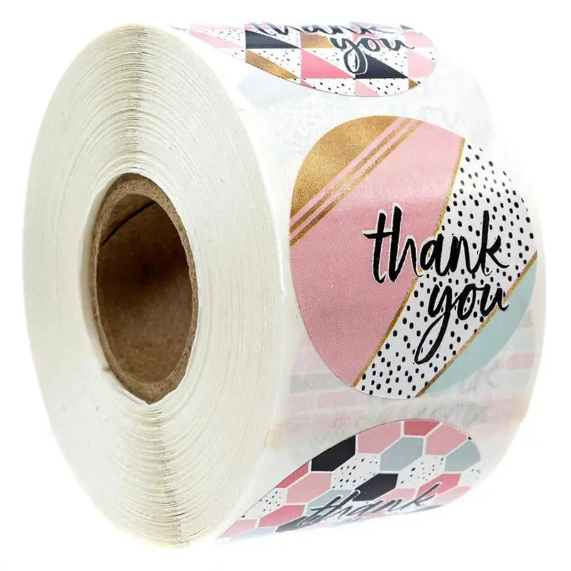

500 pcs / roll Thank you pink 8 styles design stickers tag gift envelope decoration sticker diary scrapbook stationery sticker