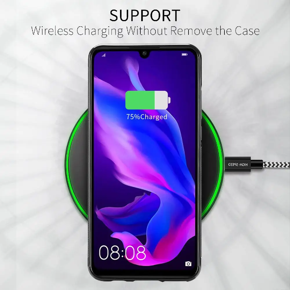 Для HUAWEI P30 lite чехол сплошной цвет полный защитный чехол для телефона с слотом для карт Поддержка беспроводной зарядки пыленепроницаемый
