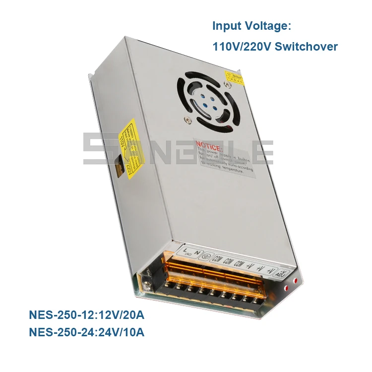 NES-250-12 импульсный источник питания небольшой объем 250 Вт 12V20A/24V10A металлический корпус Светодиодная лента AC/DC один выход