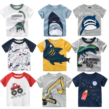 

Kids tshirt animal print Cotton 2020 Summer toddler boy shirt shark Printed Short Sleeve baby girl t shirt children clothes