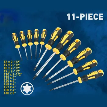 

11pcs Magnetic Screw Head Screwdriver Rod Tool Bar Steel T6-T40 Plastic Handle