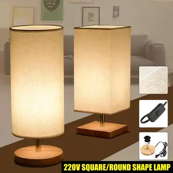 

Modern Design Cloth Desk Table Lamp E27 220V Bedside Lamp Lights Wood Base For Indoor Bedroom Living Room Lamp Student Bookcase