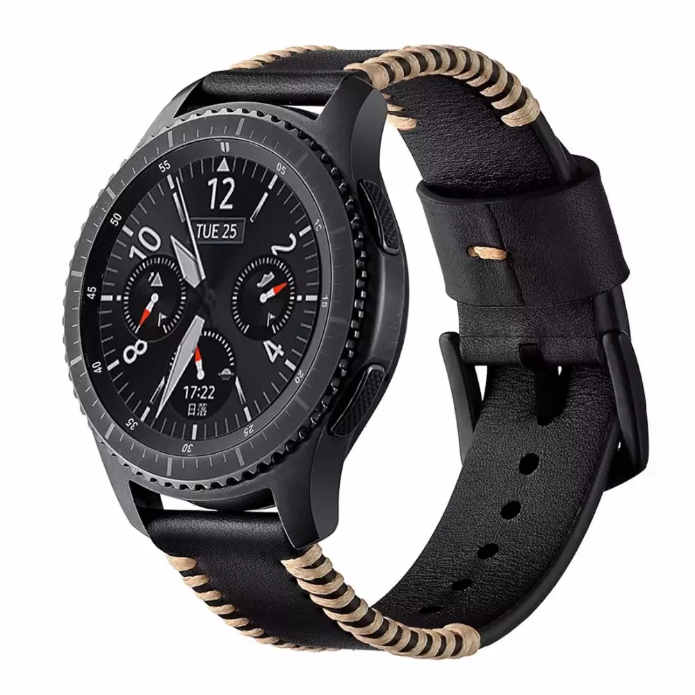 Ремешок кожаный для наручных часов Samsung Galaxy Watch 46 мм браслет active 2 40 44 22 20 мм|Ремешки
