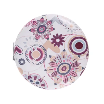 

1pc Portable Folding Mirror PU Printing Cover Cosmetic Mirror Double Sided Round Makeup Mirror