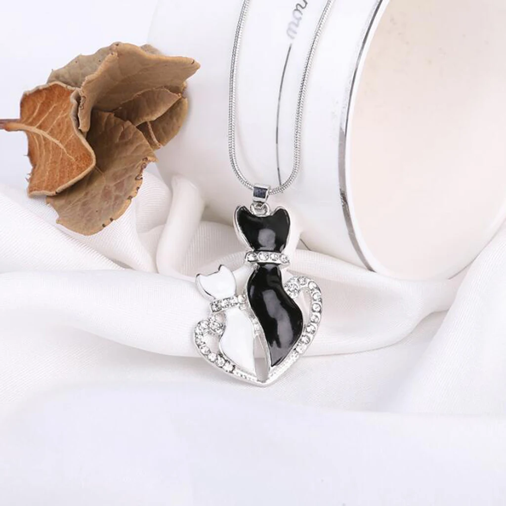 3pcs Rhinestone Enamel Charms for Jewelry Making silver color Tone Metal Love Heart Cat Pendant DIY Necklace Bracelet Accessories