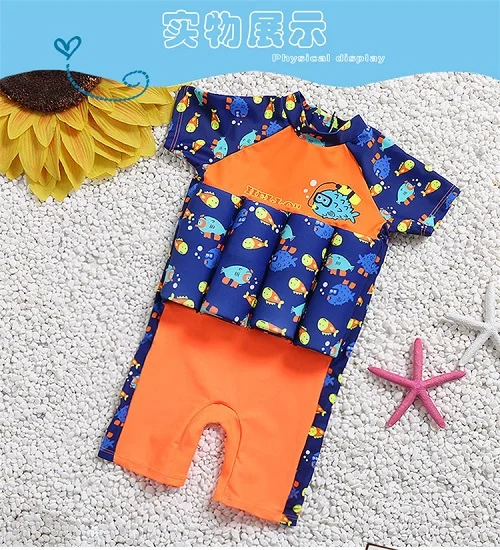 Детский купальный костюм для мальчиков; плавучий купальник на молнии для девочек; съемный купальный костюм; защитный безопасный купальник с рисунком - Цвет: AF2804