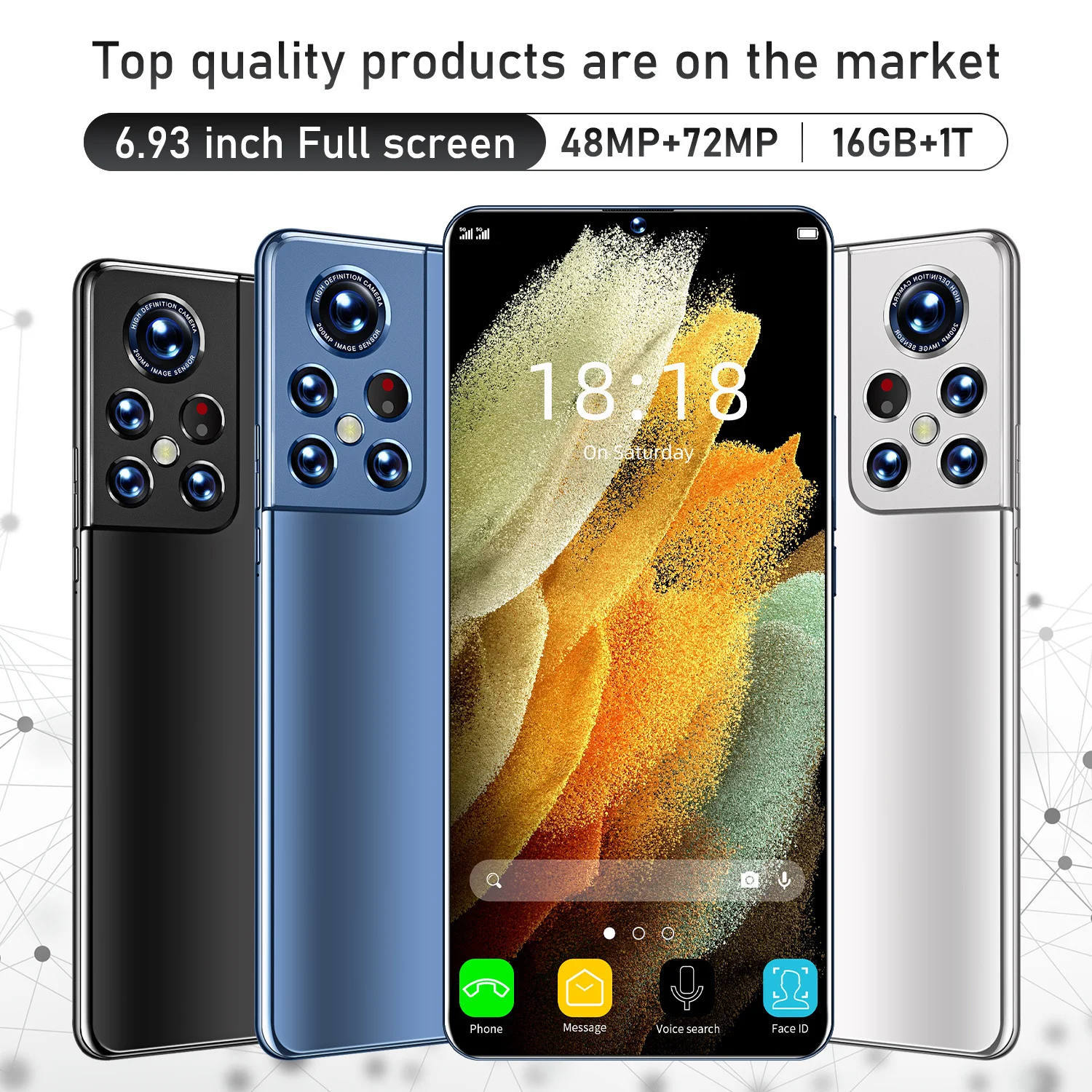 Оригинальный смартфон S22 Ultra 16 ГБ + ТБ Android 6800 мАч Qualcomm Snapdragon 888 4G/телефон с двойной