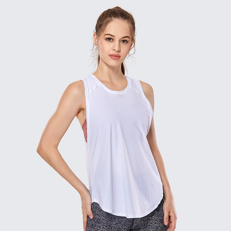 White06 SYROKAN женская спортивная одежда, быстросохнущая майка для тренировок без рукавов, сетчатая майка для бега с завязками на спине - Цвет: White06