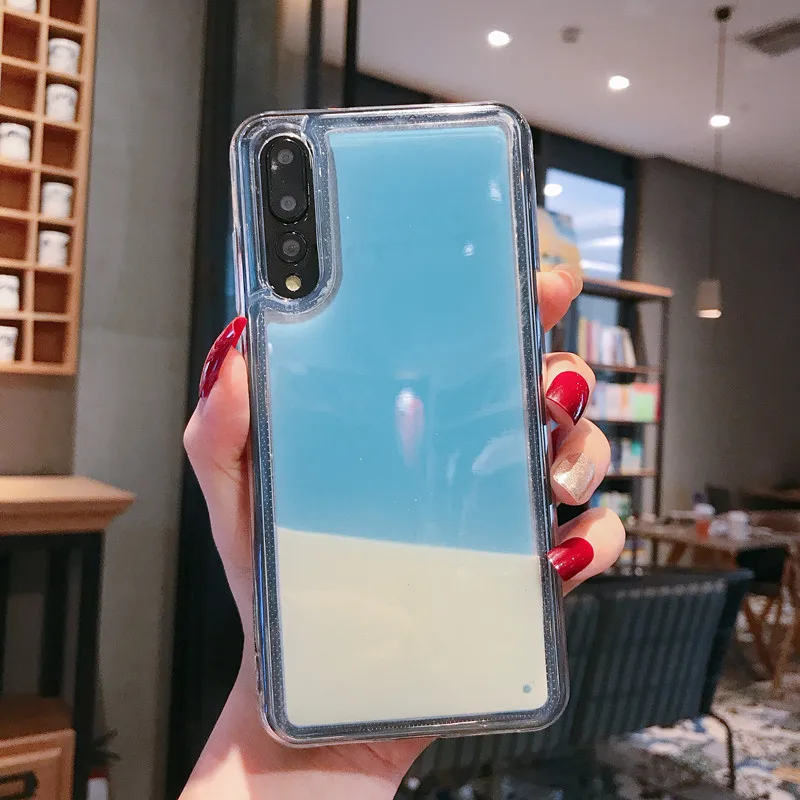 Новейший светящийся неоновый чехол для huawei P smart P30 pro P20 Nova 3 3i honor 9 lite 10, светящийся в темноте светящийся фосфоресцирующий чехол с зыбучим песком - Цвет: 4