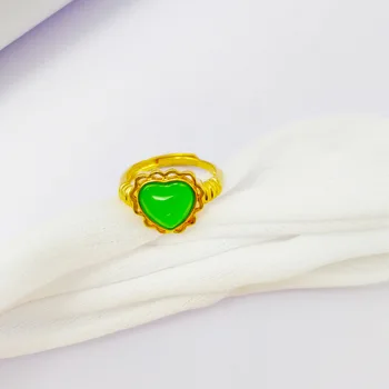 

Fashion 14K Gold Ring for Men and Women Wedding Engagement Jewelry Heart Shape Oval Gemstone Yellow Gold Couple Ring Jewelry