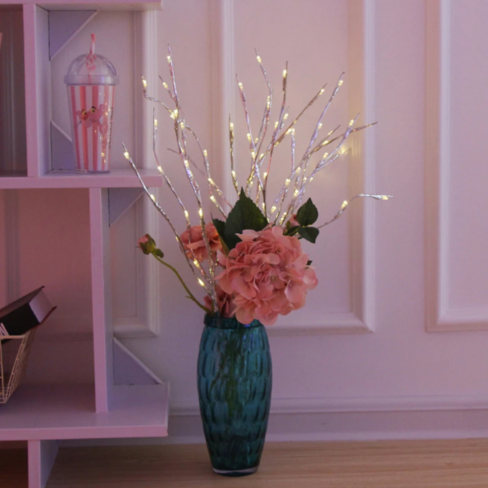 20 лампочек дневной свет теплый белый питание от батарейки AA натуральный высокий