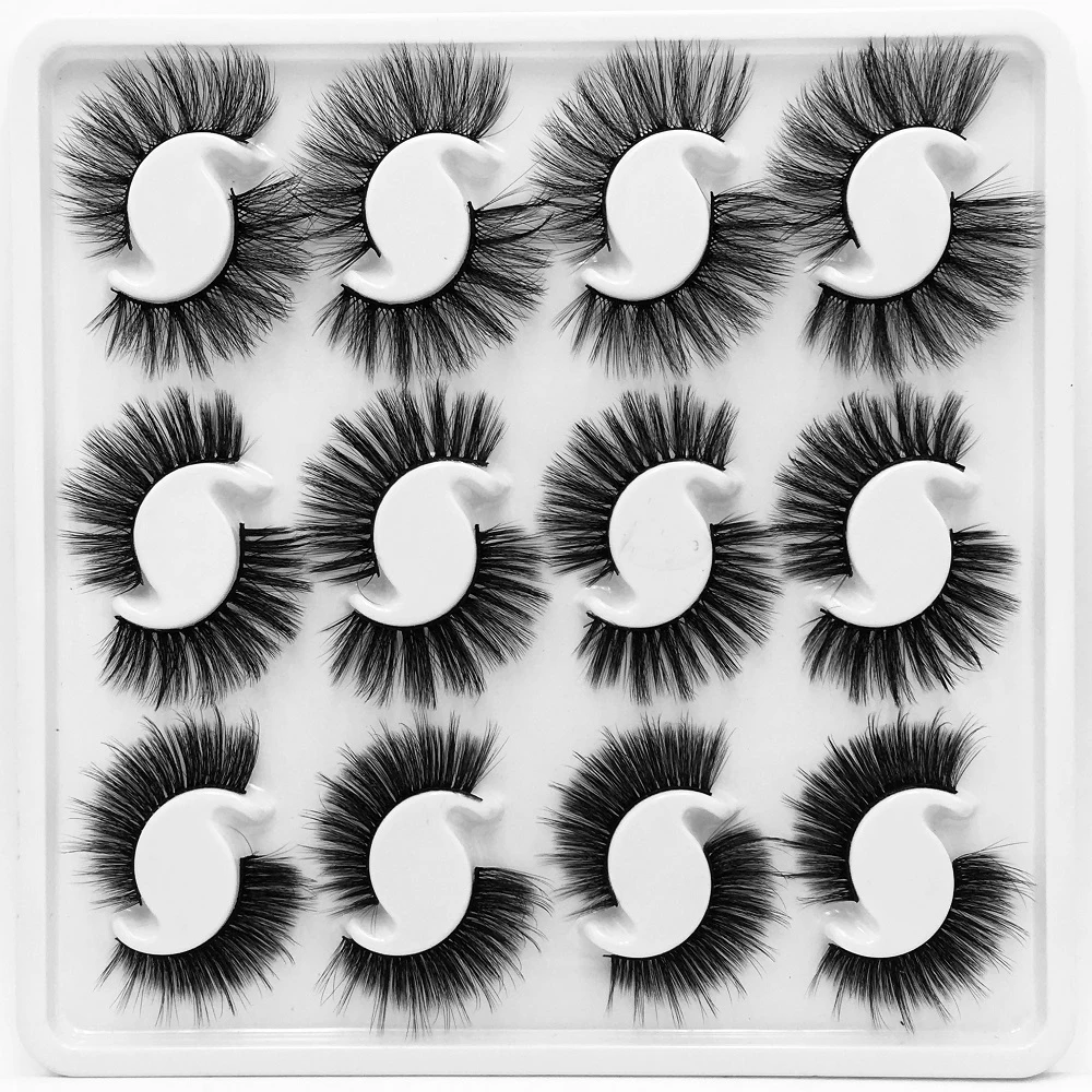 NEW 12 Pairs wholesale 3D natural mink eyelashes strip silk lashes new makeup eyelash extension false eyelashes for beauty