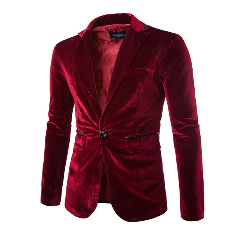 Shiny Purple One Button Velvet Blazer Jacket Men 2022 Spring New Slim Fit Club Party Wedding Dress Blazers Male Blazer Masculino 4