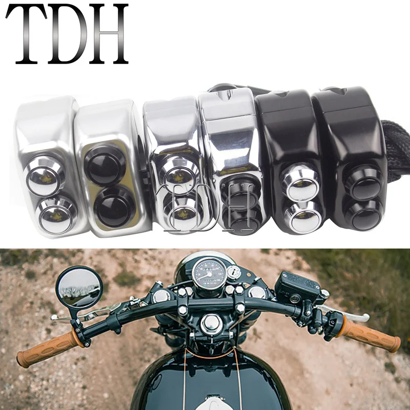 

7/8in 1in Handlebar Mount Switch Push Putton Cafe Racer On/Off M-unit 3 Switches Starter Horn Light Switch 22mm 25mm Universal