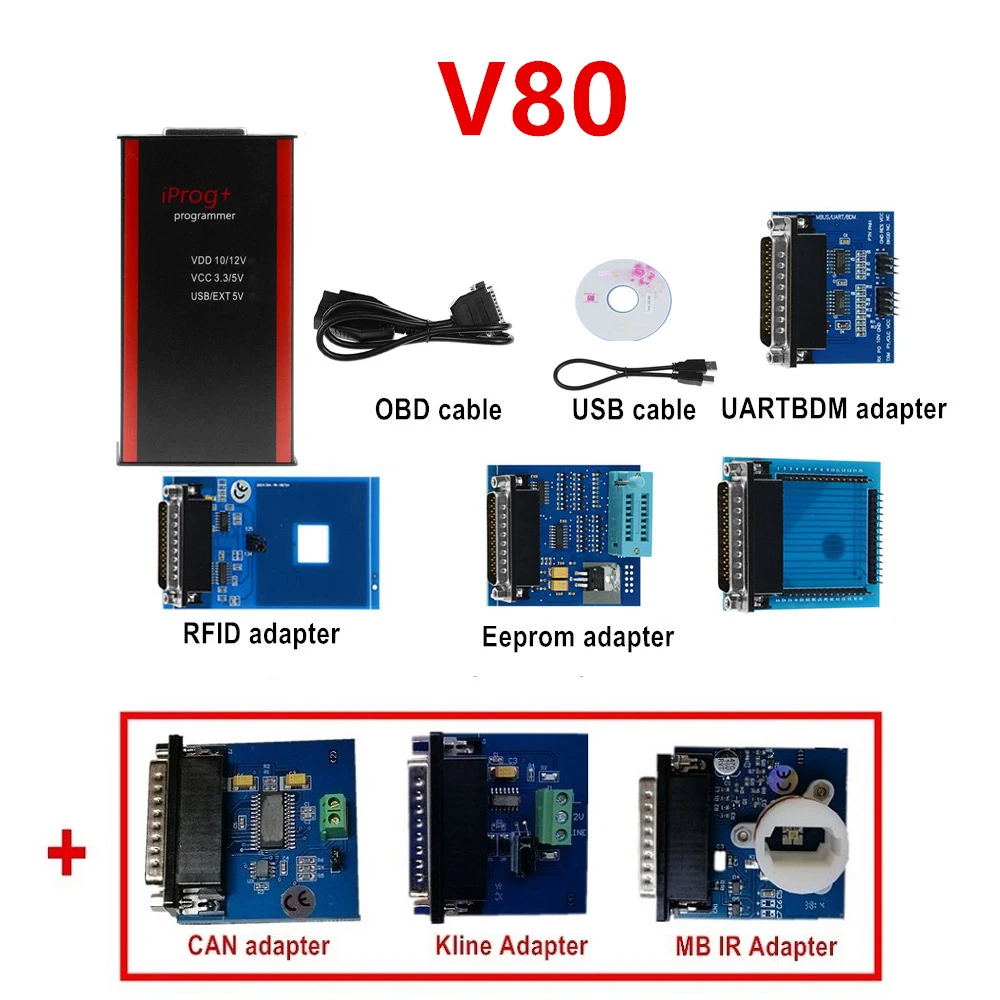 V80 Iprog+ Iprog Pro программист поддержка IMMO+ коррекция пробега сброс подушки безопасности до года Замена Carprog/Full/Digiprog - Цвет: iprog 3adapter