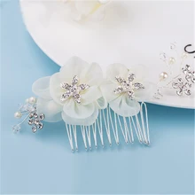 Белый Красный Пряжа цветок шпильки для волос для невесты свадебные украшения аксессуары Стразы Свадебные зажимы для волос невесты гребень для волос