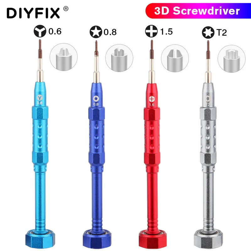 

3D Прецизионная отвертка DIYFIX T2 y0,6 Philiph1.5 5-точечная 0,8 для iPhone X для iPhone 8 7 6S 6 Инструменты для ремонта открытия разборки