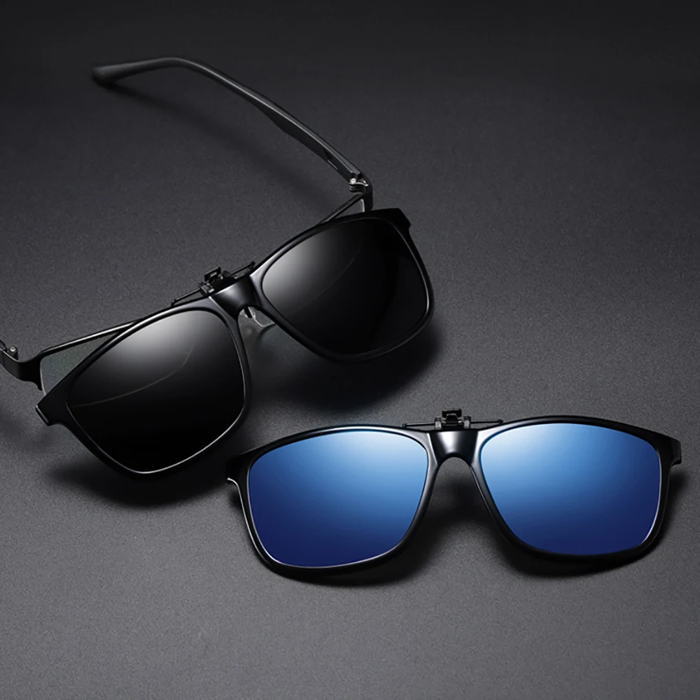 Fishing Polarized Pilot Flip Up Clip on Sunglasses Men Photochromic UV400 Women Driving Sun Glasses Color Change Night Vision