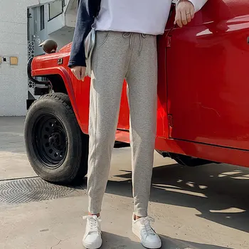 

Women Summer Harem Pants New Korean Loose Casual Pants Ankle Length Elastic Waist Drawstring With Pocket Pants