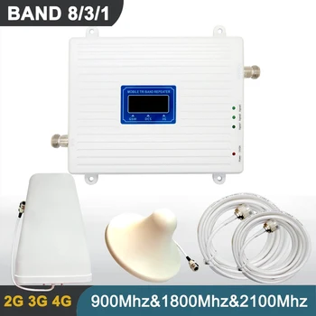 

2G 3G 4G Signal Repeater Set BAND 8 3 1 Tri Band GSM WCDMA DCS Cellphone LTE Cellular Booster Amplifier with Antenna and Cable