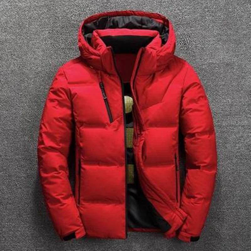 Зимний пуховик, качественное теплое плотное пальто, Зимняя Красная черная парка, Мужская теплая верхняя одежда, модная белая мужская куртка-пуховик на утином пуху