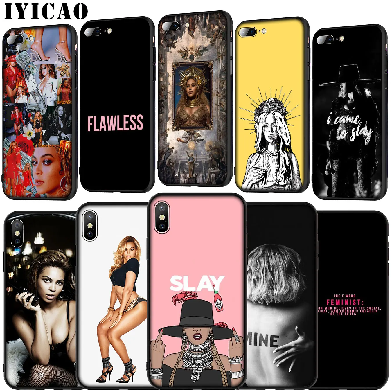 Мягкий силиконовый чехол IYICAO для iPhone 11 Pro XR X XS Max 6 6S 7 8 Plus 5 SE черный телефона из ТПУ |